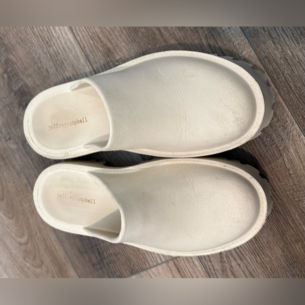 Jeffrey Campbell Cream Platform Mules - Picture 2 of 7